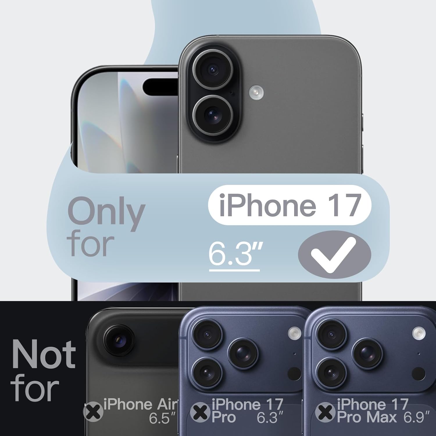 AMOSTING Magnetic Silicone Case for iPhone 17 (Dark Black)