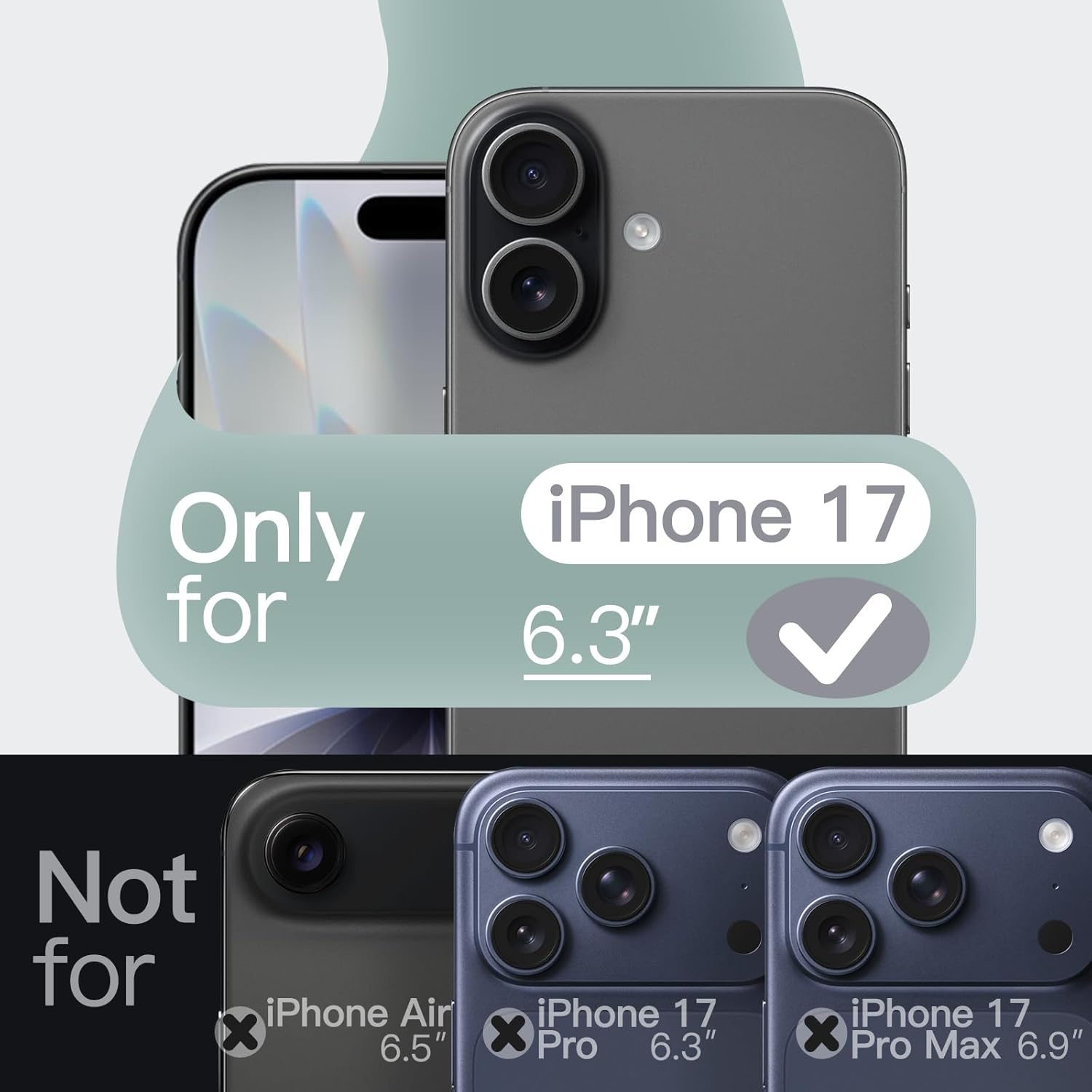 AMOSTING Magnetic Silicone Case for iPhone 17 (Dark Green)