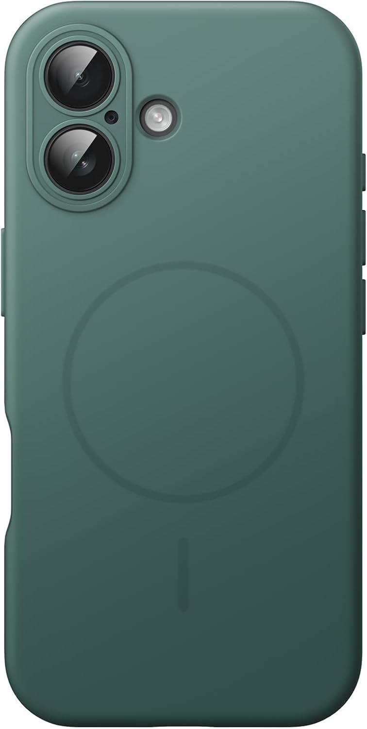 AMOSTING Magnetic Silicone Case for iPhone 17 (Dark Green)