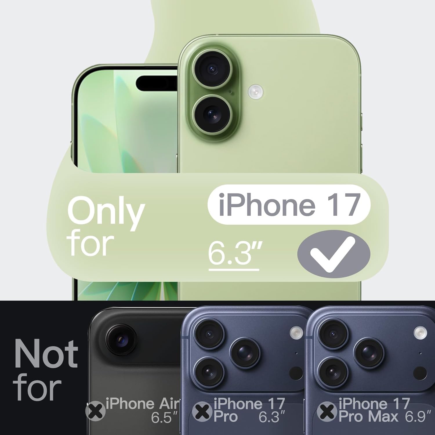 AMOSTING Magnetic Silicone Case for iPhone 17 (Green)