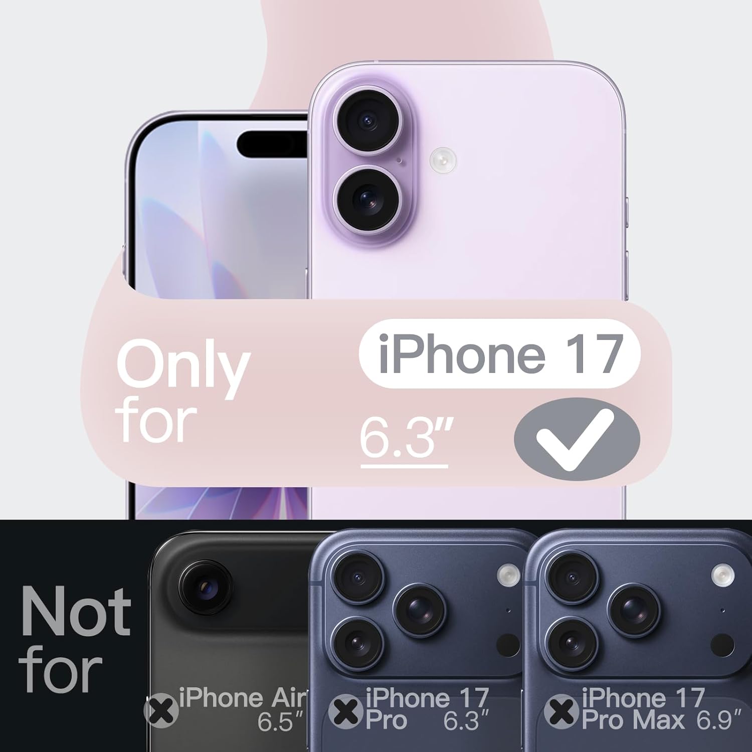 AMOSTING Magnetic Silicone Case for iPhone 17 (Pink)