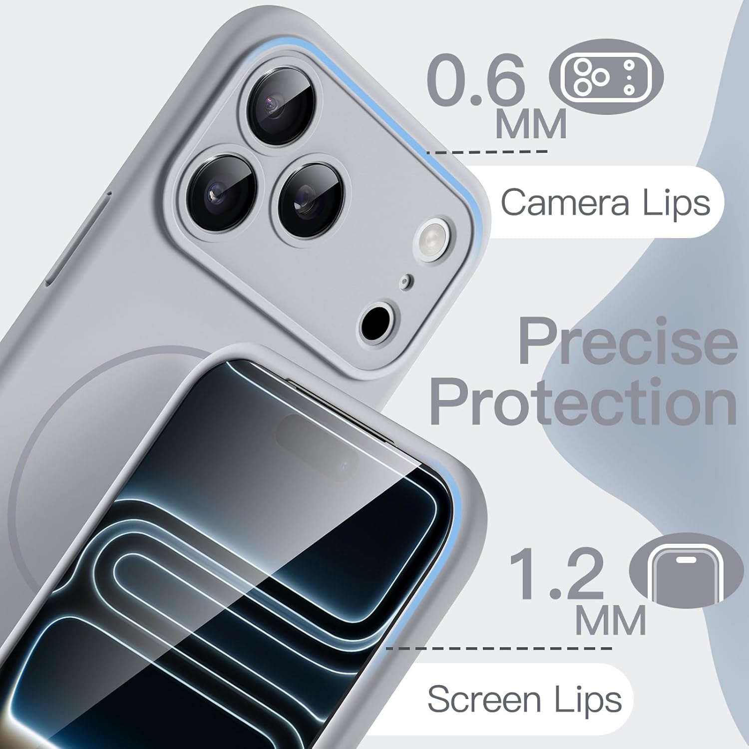 AMOSTING Magnetic Silicone Case for iPhone 17 Pro Max (Grey)