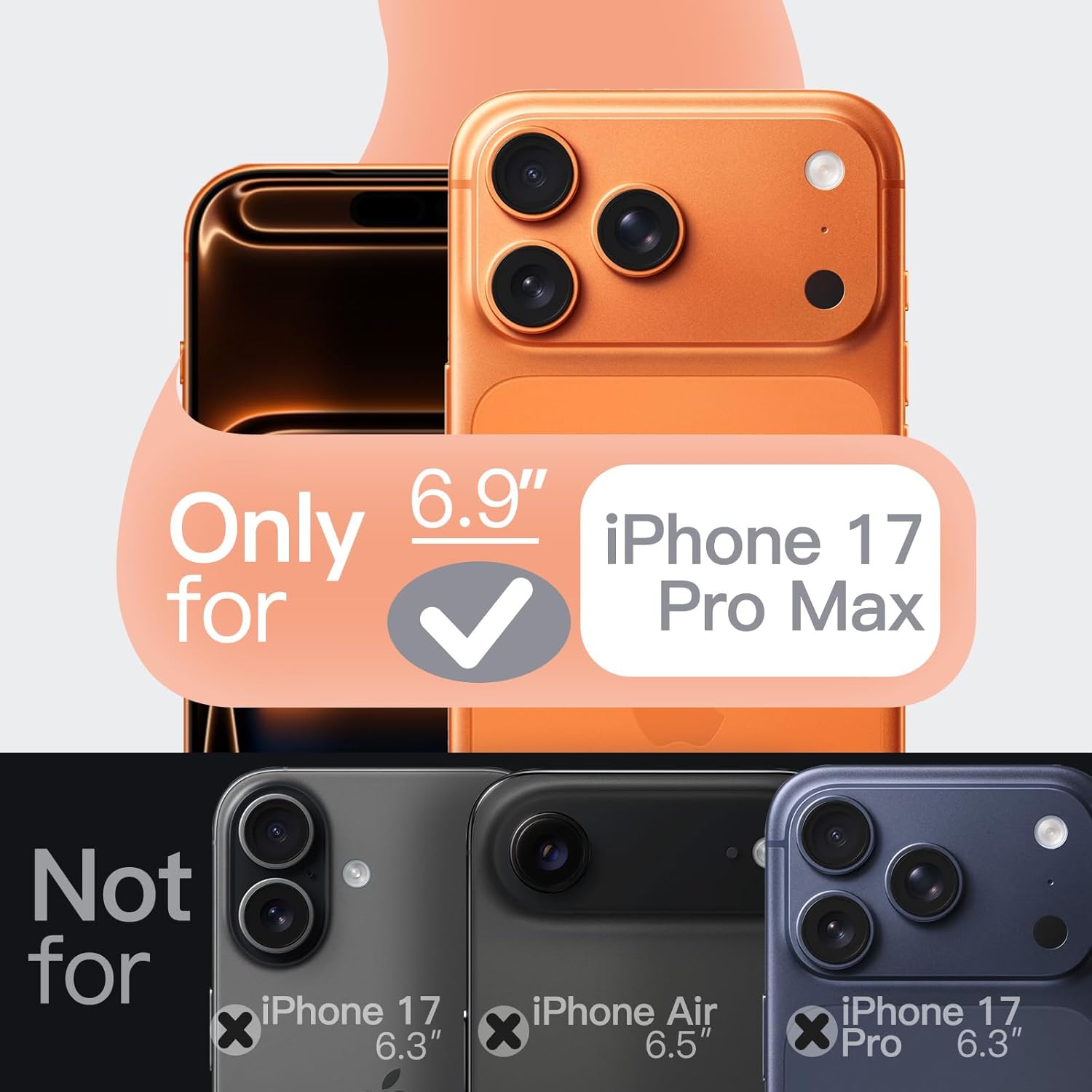 AMOSTING Magnetic Silicone Case for iPhone 17 Pro Max (Orange)