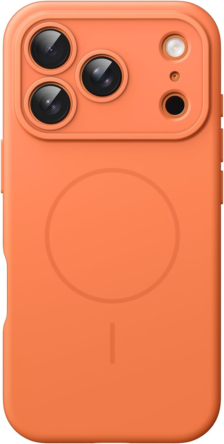 AMOSTING Magnetic Silicone Case for iPhone 17 Pro Max (Orange)