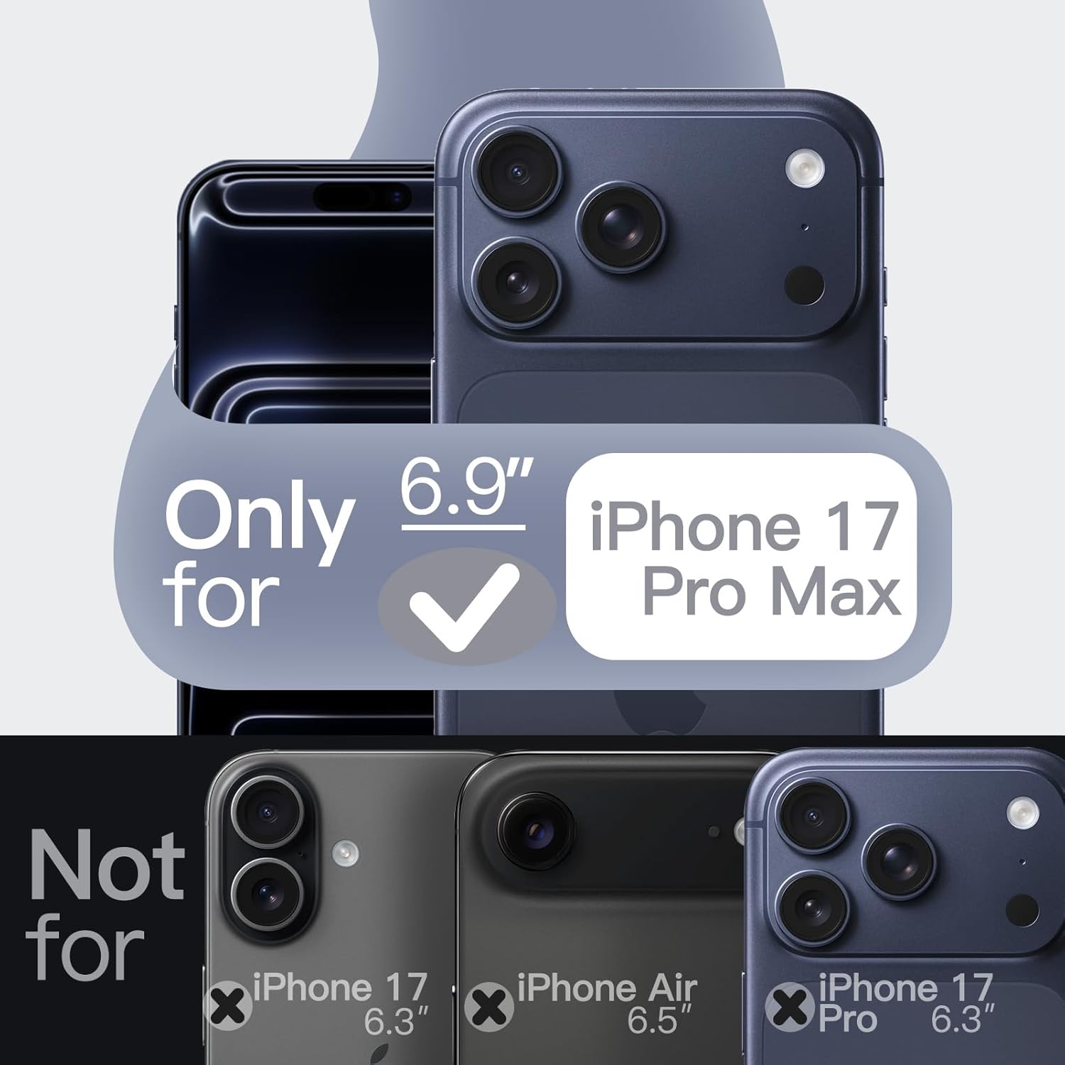 AMOSTING Magnetic Silicone Case for iPhone 17 Pro Max (Dark Blue)