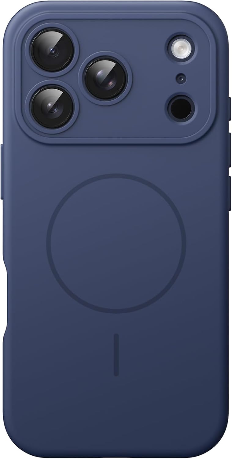 AMOSTING Magnetic Silicone Case for iPhone 17 Pro Max (Dark Blue)