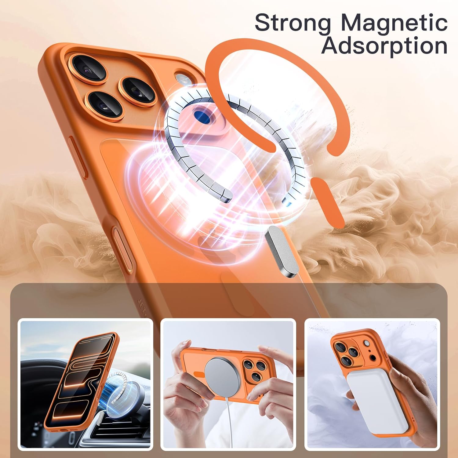 AMOSTING Magnetic Case for iPhone 17 Pro (Orange)