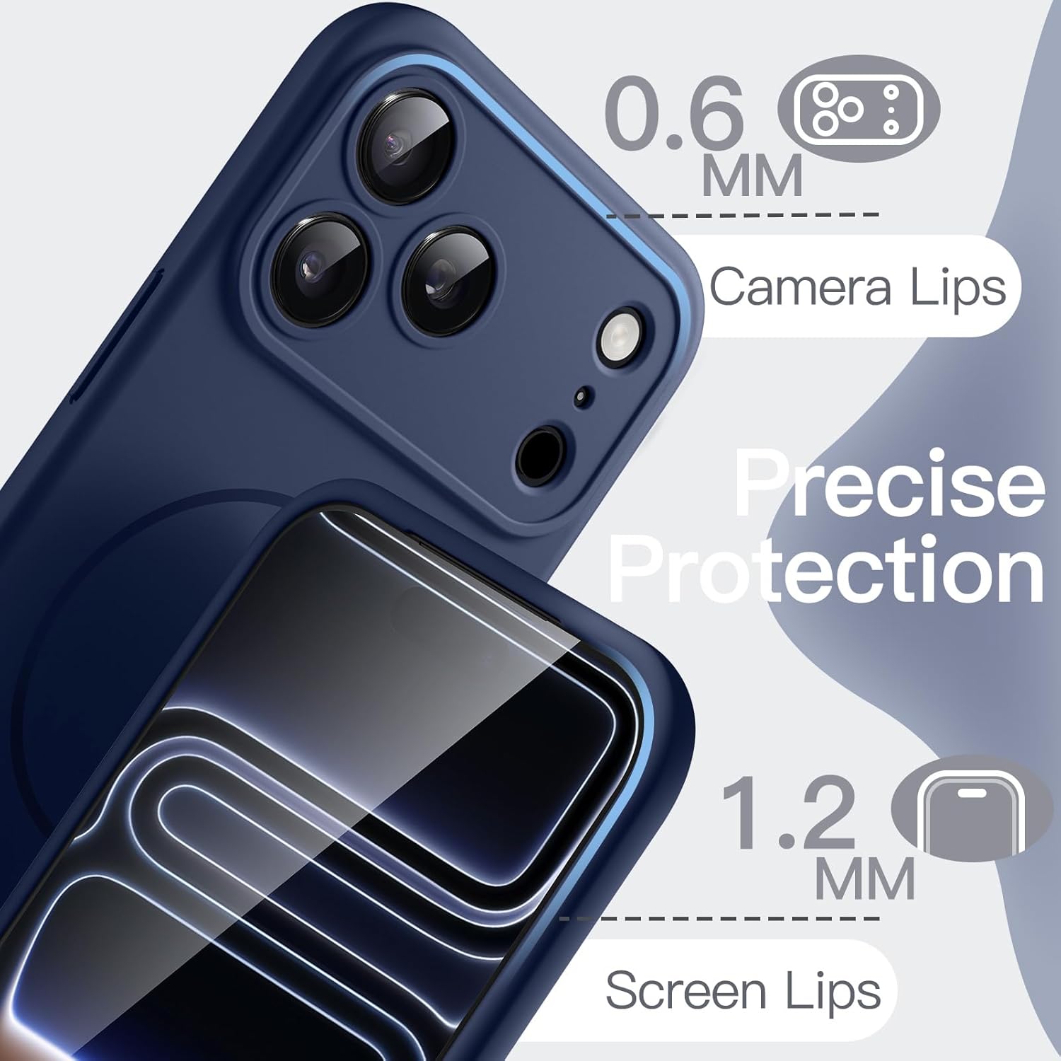 AMOSTING Magnetic Silicone Case for iPhone 17 Pro (Dark Blue)
