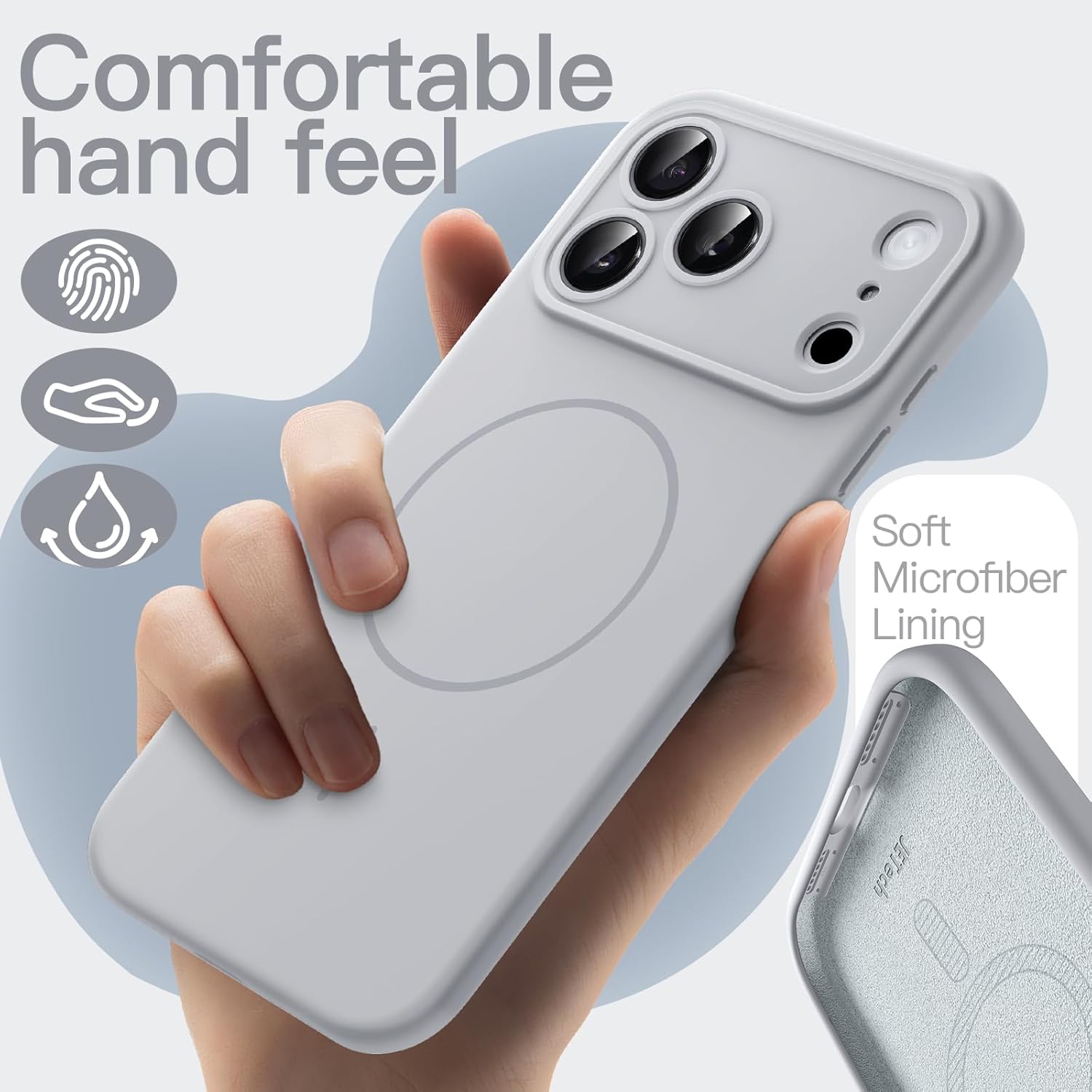 AMOSTING Magnetic Silicone Case for iPhone 17 Pro (Grey)