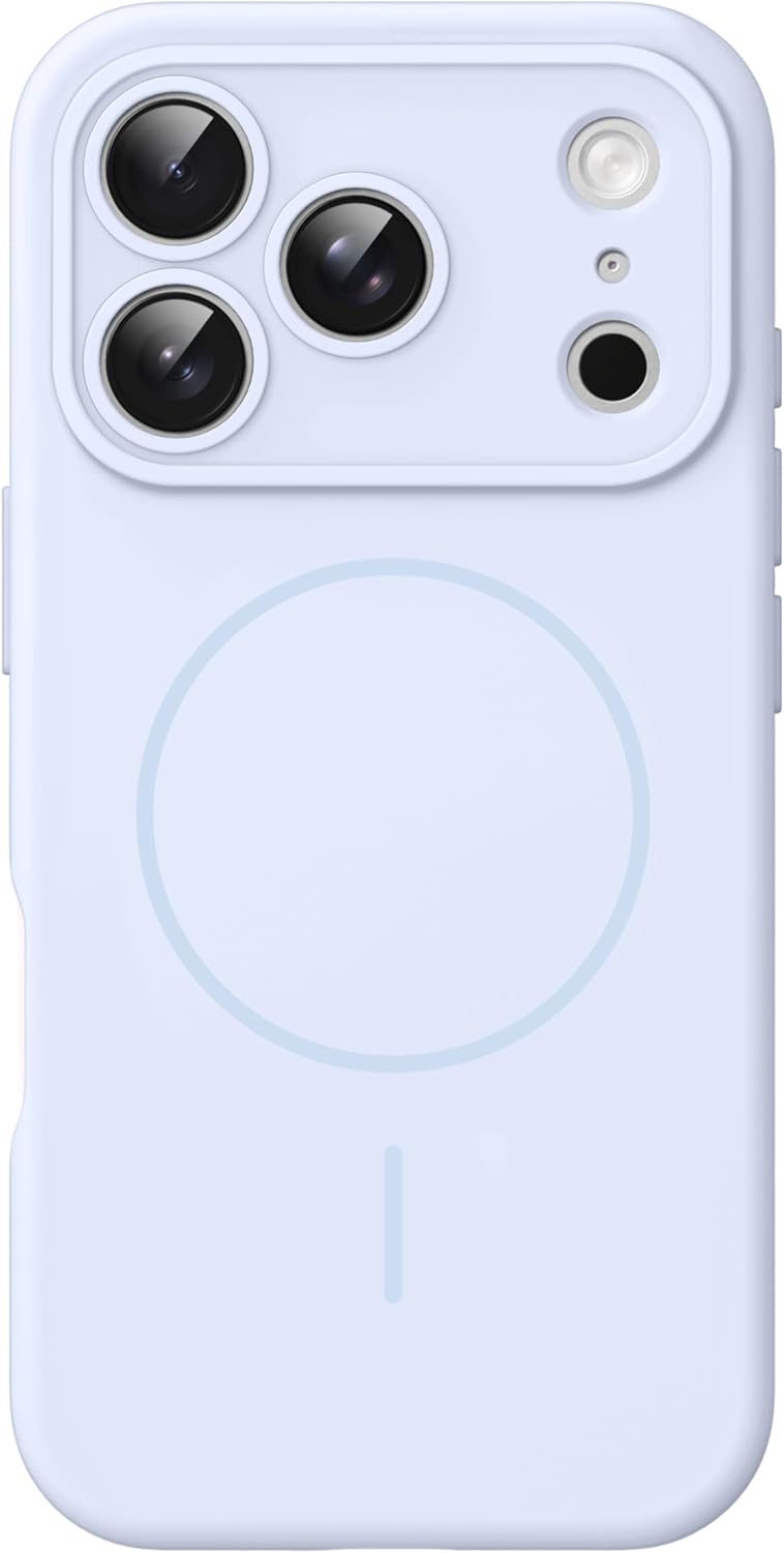 AMOSTING Magnetic Silicone Case for iPhone 17 Pro (Mist Blue)