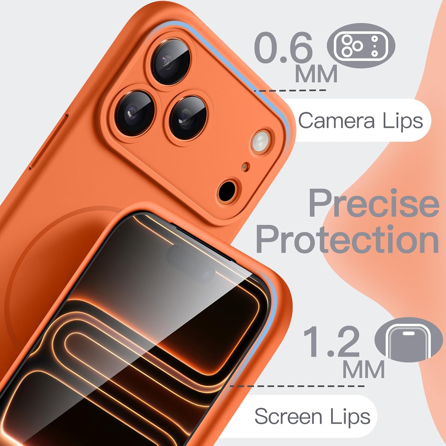 AMOSTING Magnetic Silicone Case for iPhone 17 Pro (Orange)