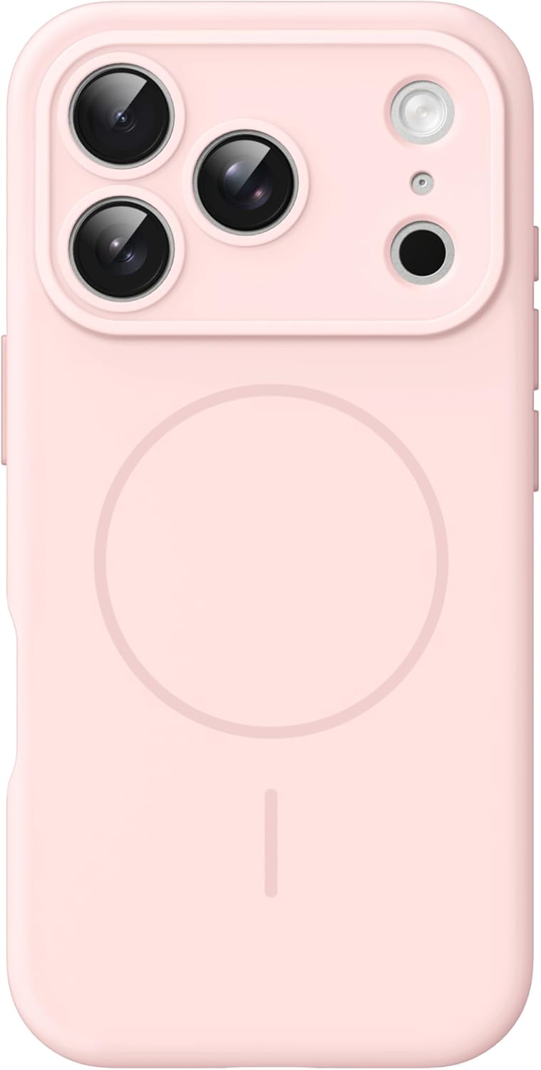 AMOSTING Magnetic Silicone Case for iPhone 17 Pro (Pink)
