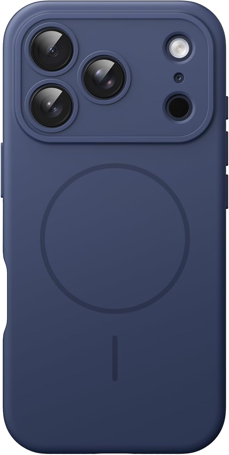 AMOSTING Magnetic Silicone Case for iPhone 17 Pro (Dark Blue)