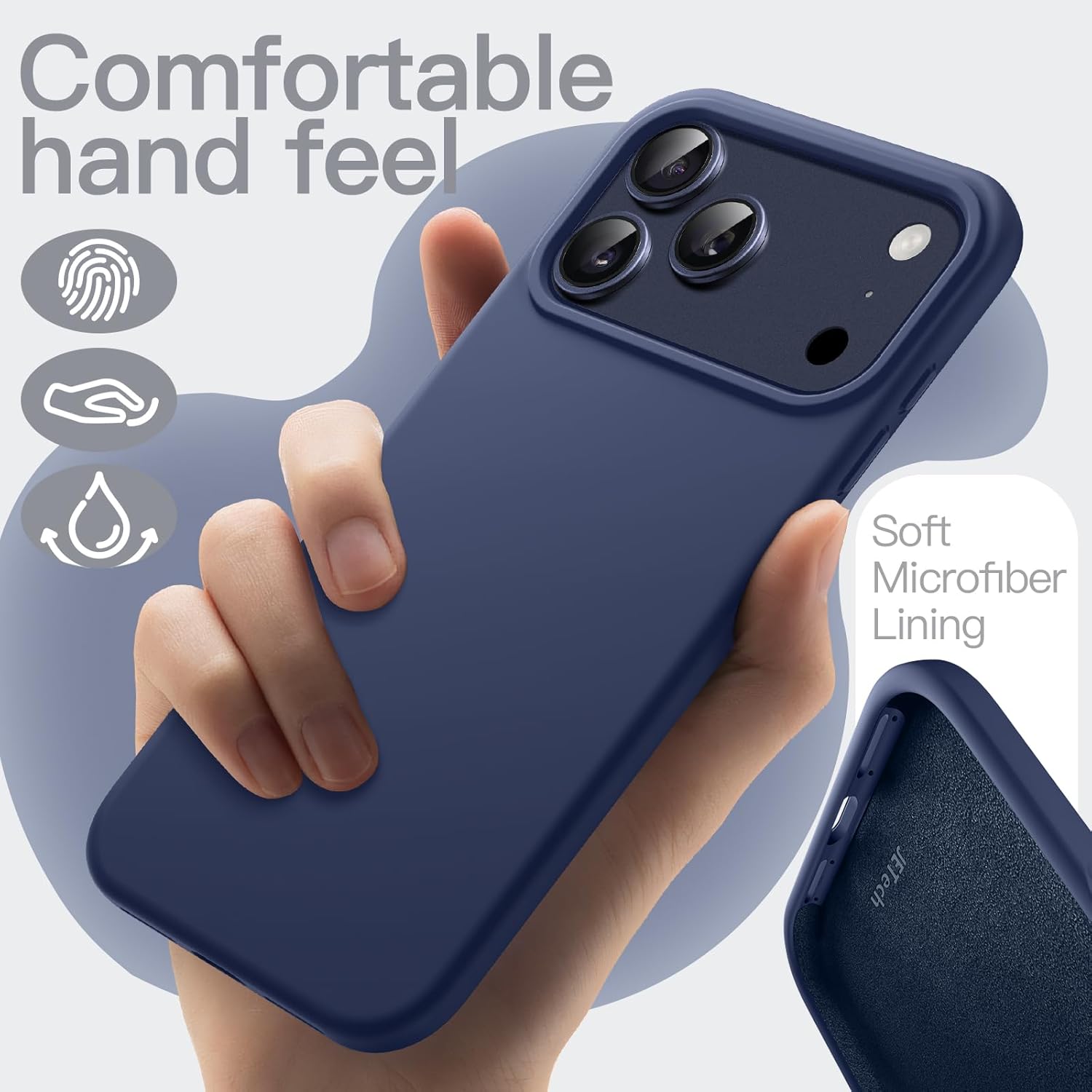 AMOSTING Liquid Silicone Case for iPhone 17 Pro - Dark Blue