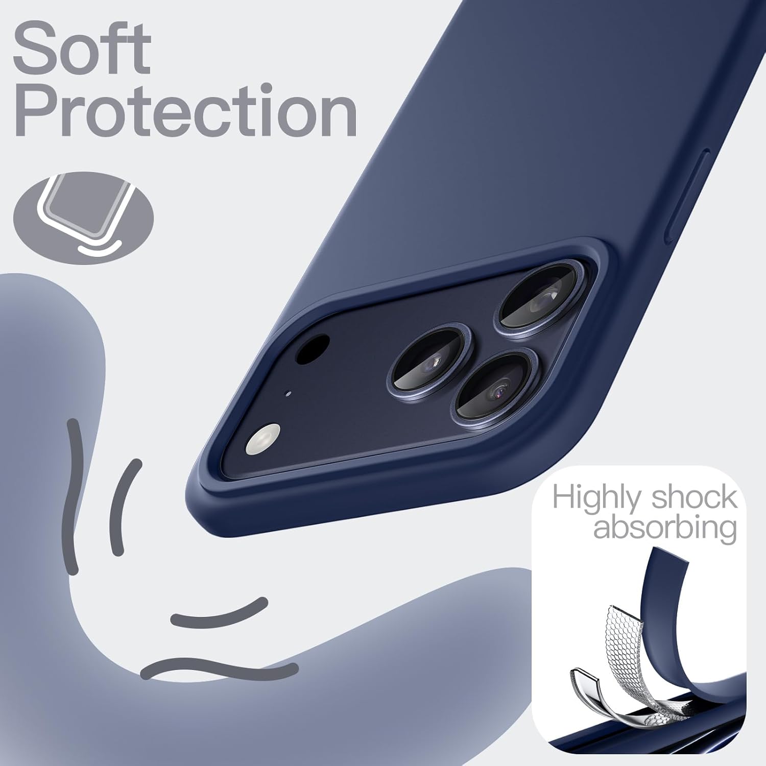 AMOSTING Liquid Silicone Case for iPhone 17 Pro - Dark Blue