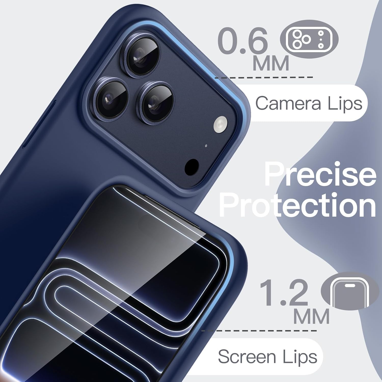 AMOSTING Liquid Silicone Case for iPhone 17 Pro - Dark Blue