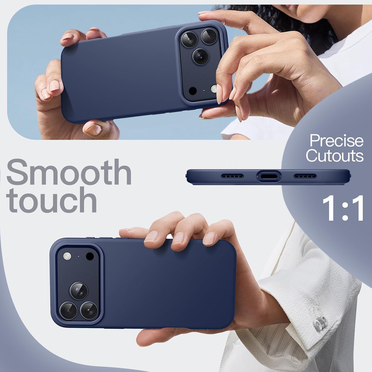 AMOSTING Liquid Silicone Case for iPhone 17 Pro - Dark Blue
