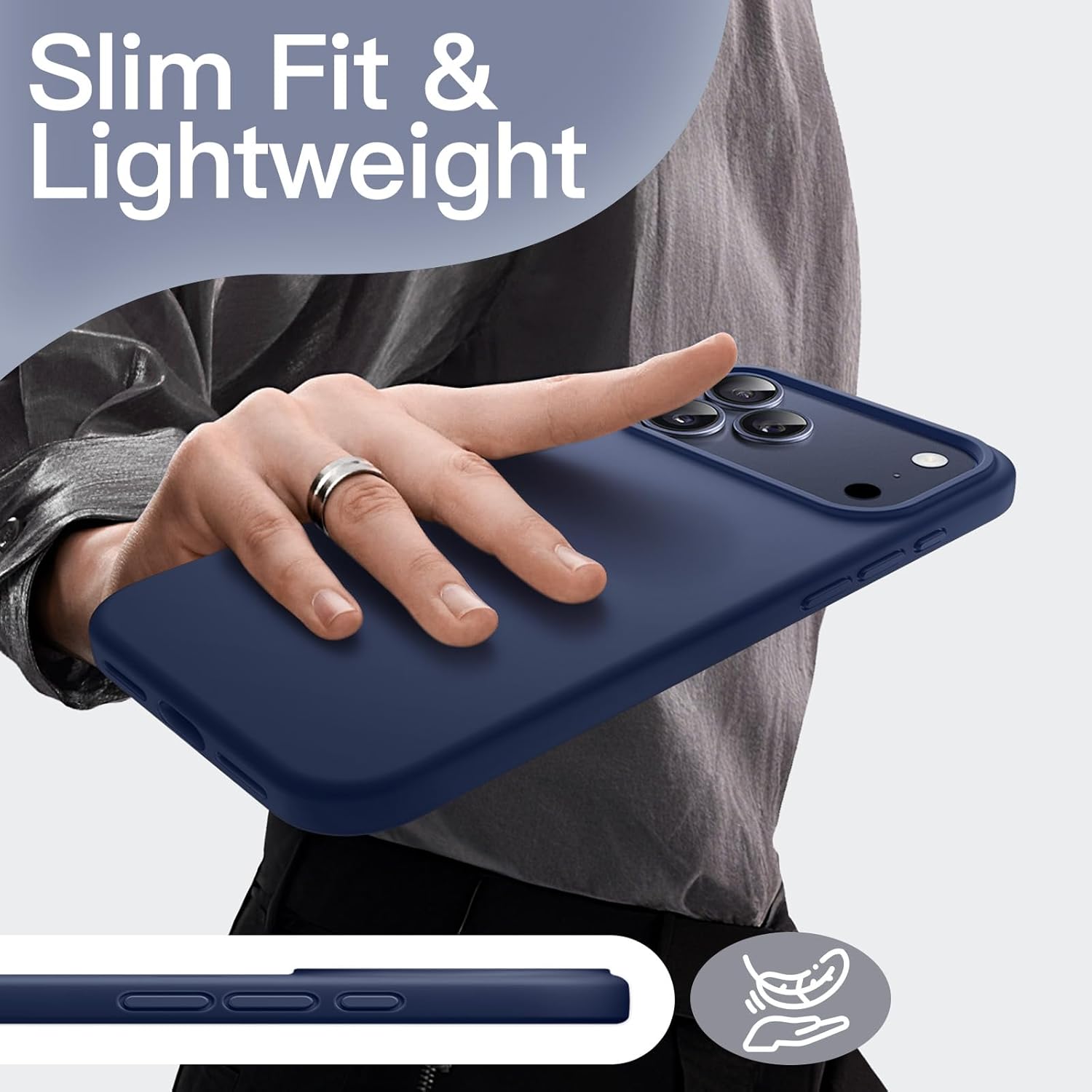 AMOSTING Liquid Silicone Case for iPhone 17 Pro - Dark Blue