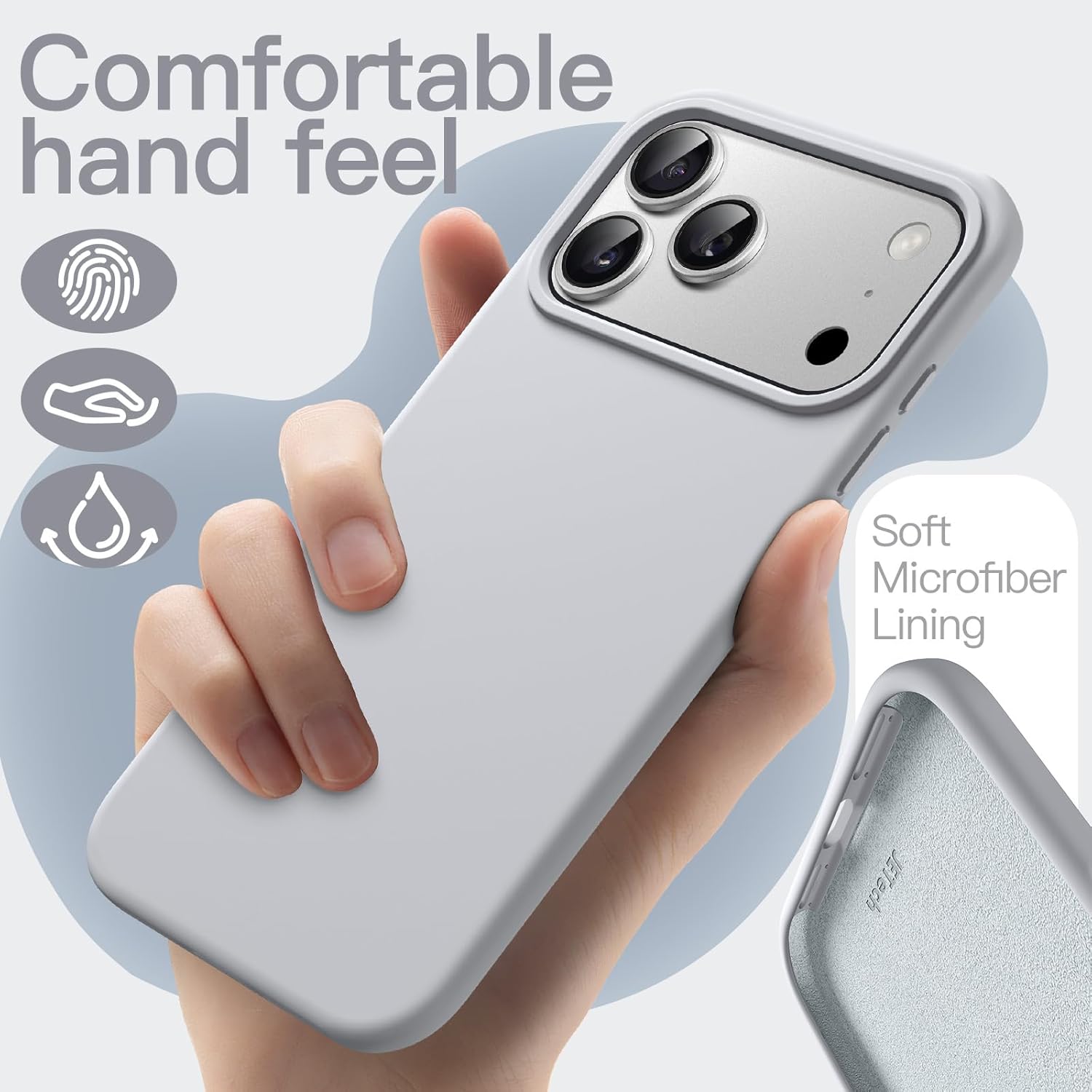 AMOSTING Liquid Silicone Case for iPhone 17 Pro - Grey