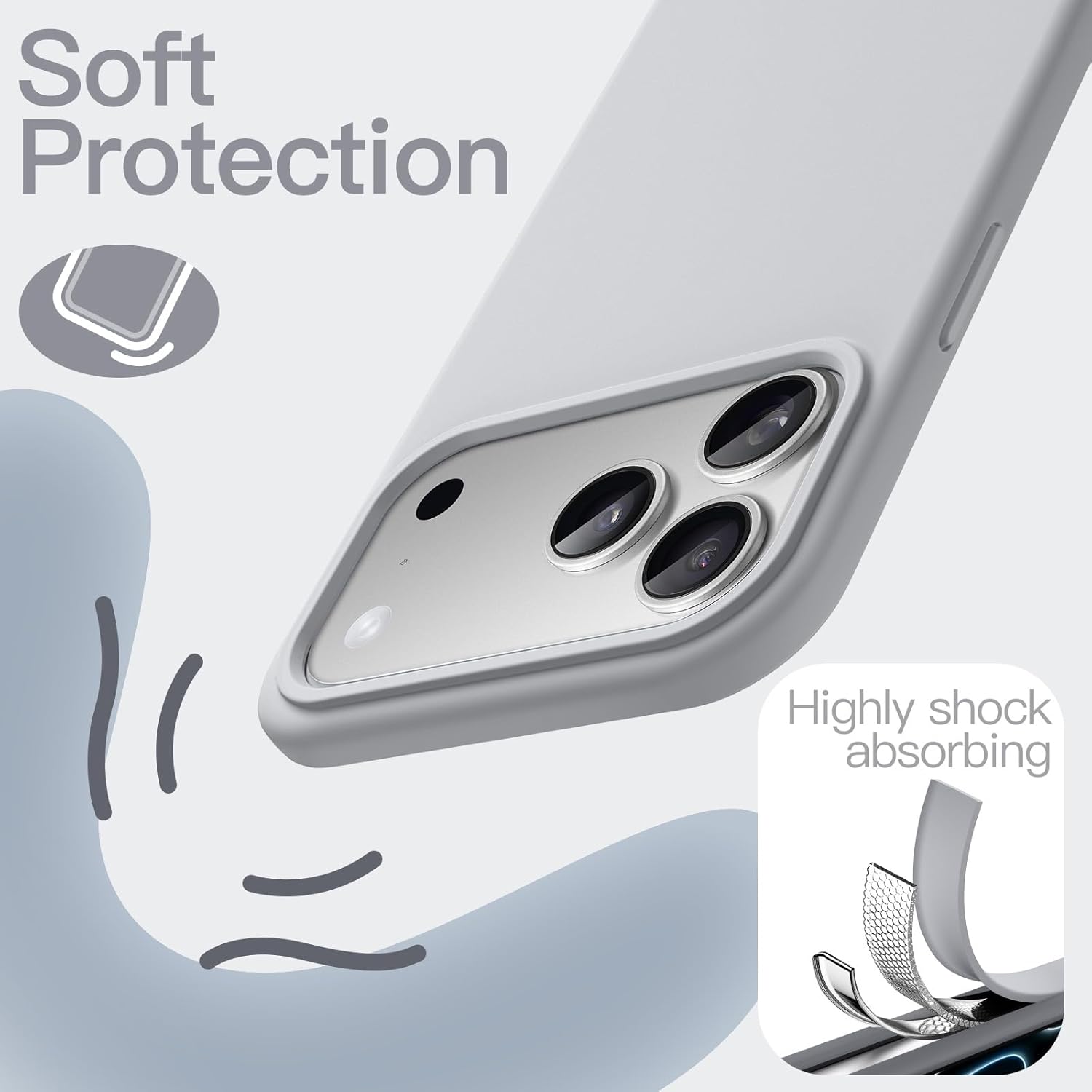 AMOSTING Liquid Silicone Case for iPhone 17 Pro - Grey
