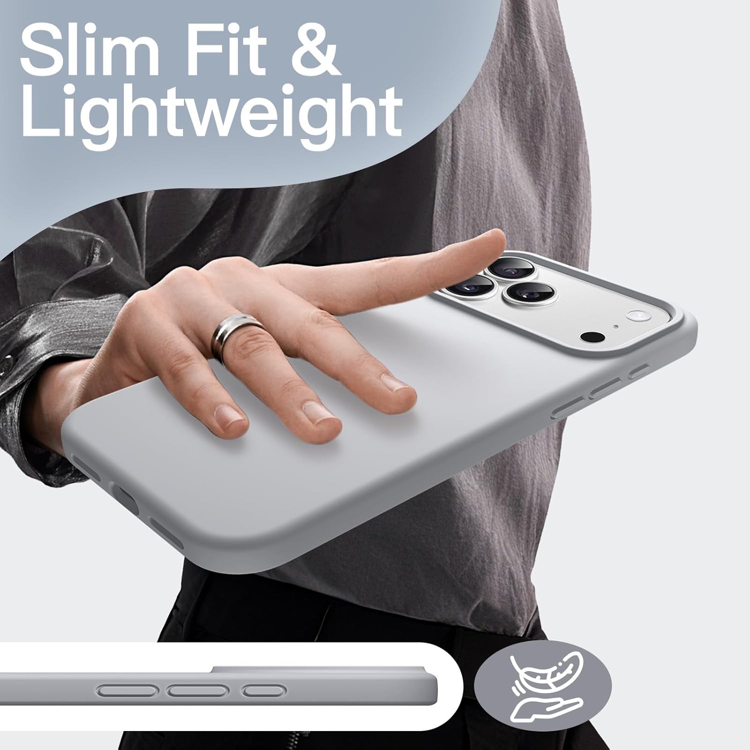 AMOSTING Liquid Silicone Case for iPhone 17 Pro - Grey
