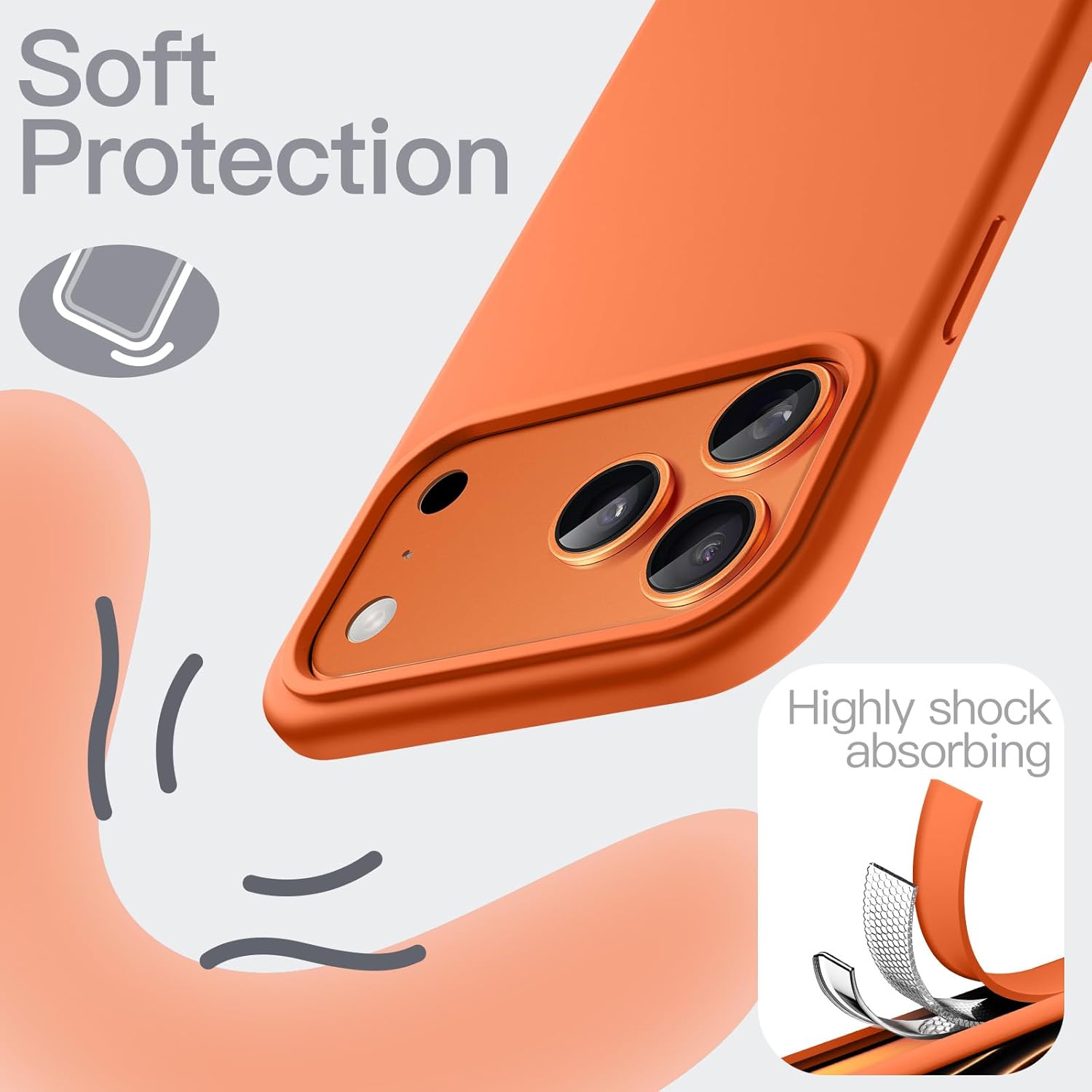 AMOSTING Liquid Silicone Case for iPhone 17 Pro - Orange