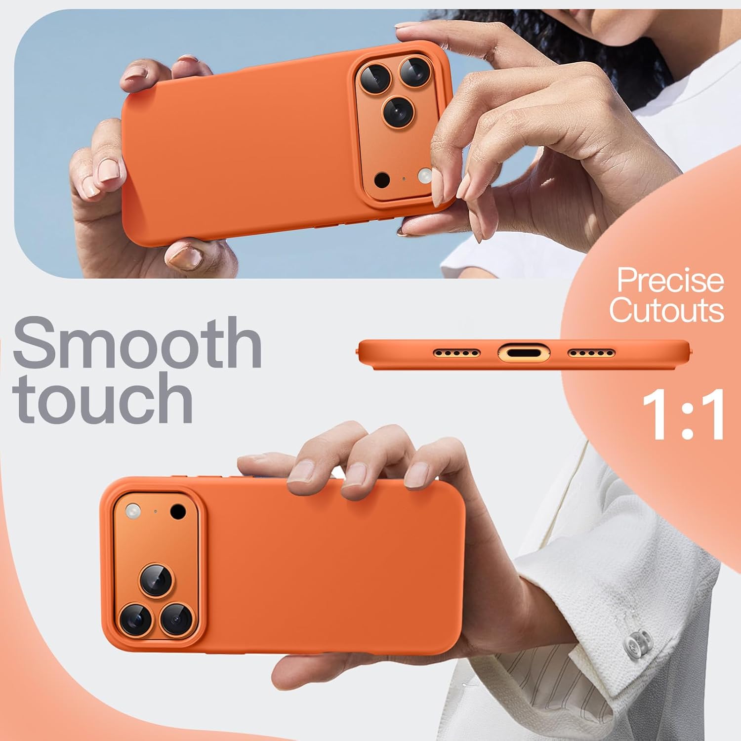 AMOSTING Liquid Silicone Case for iPhone 17 Pro - Orange