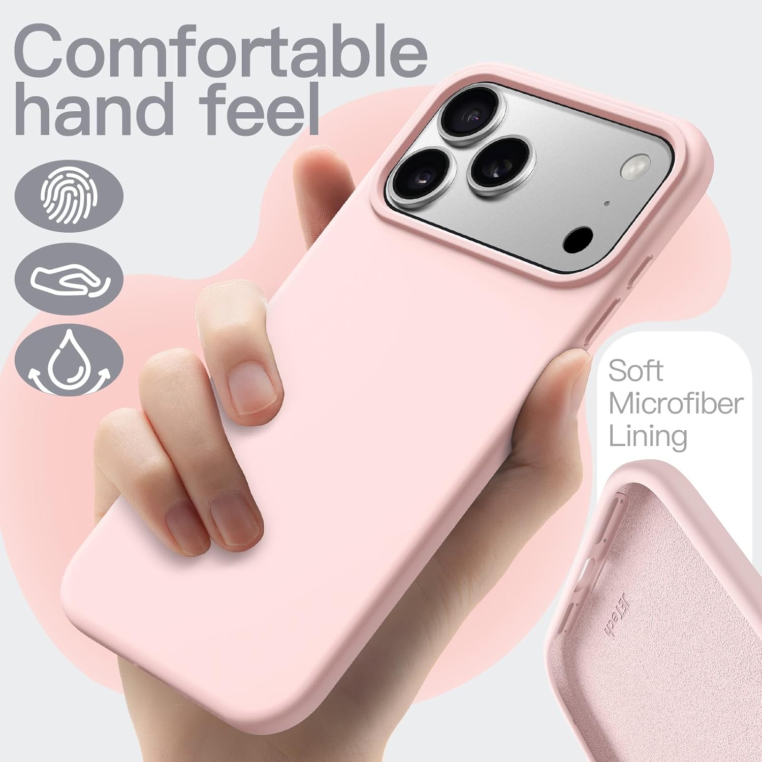 AMOSTING Liquid Silicone Case for iPhone 17 Pro - Pink