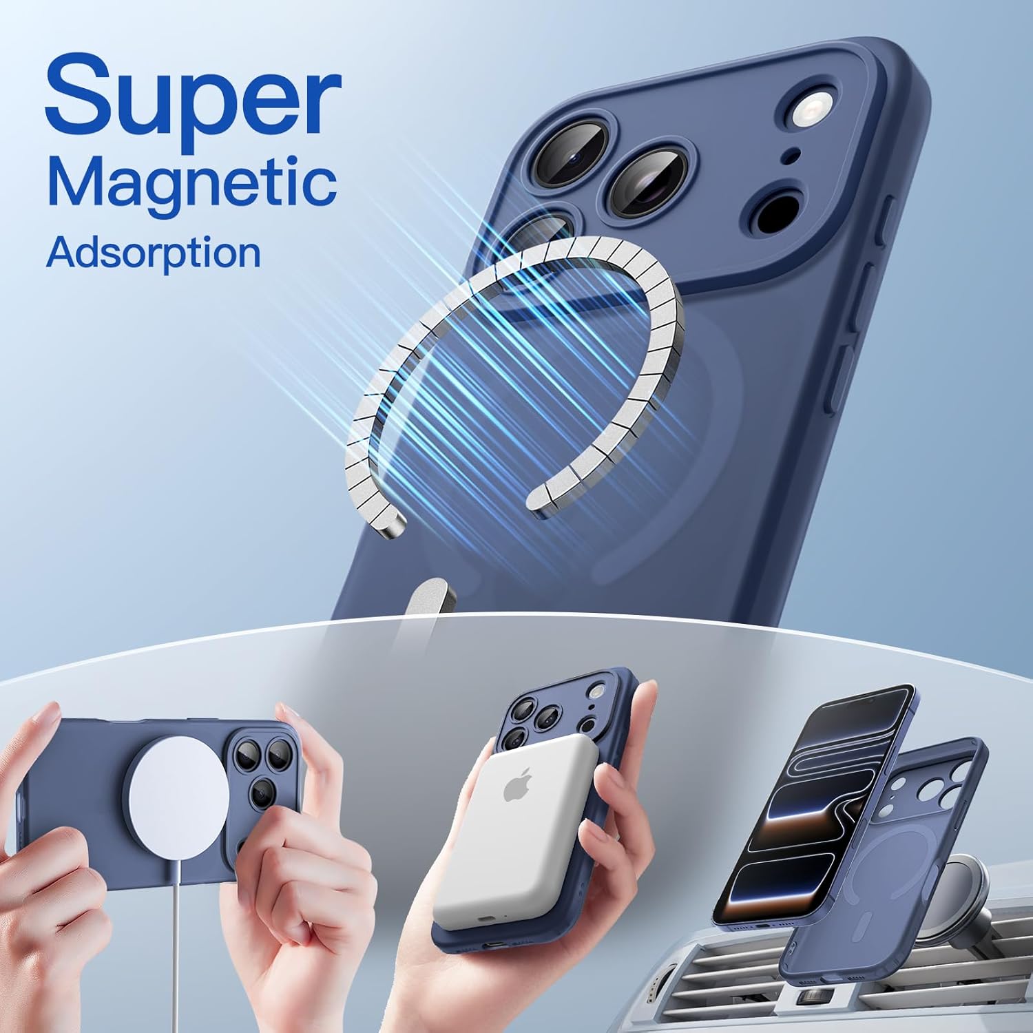 AMOSTING Matte Case for iPhone 17 Pro(Deep Blue)
