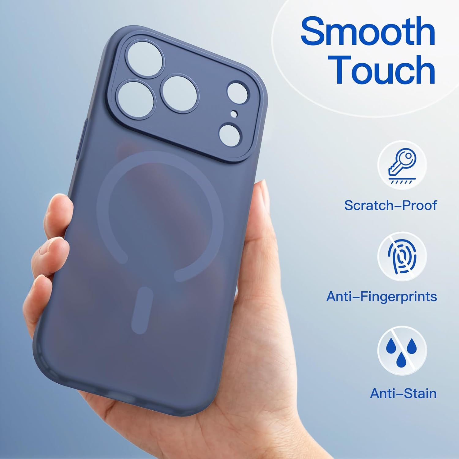 AMOSTING Matte Case for iPhone 17 Pro(Deep Blue)