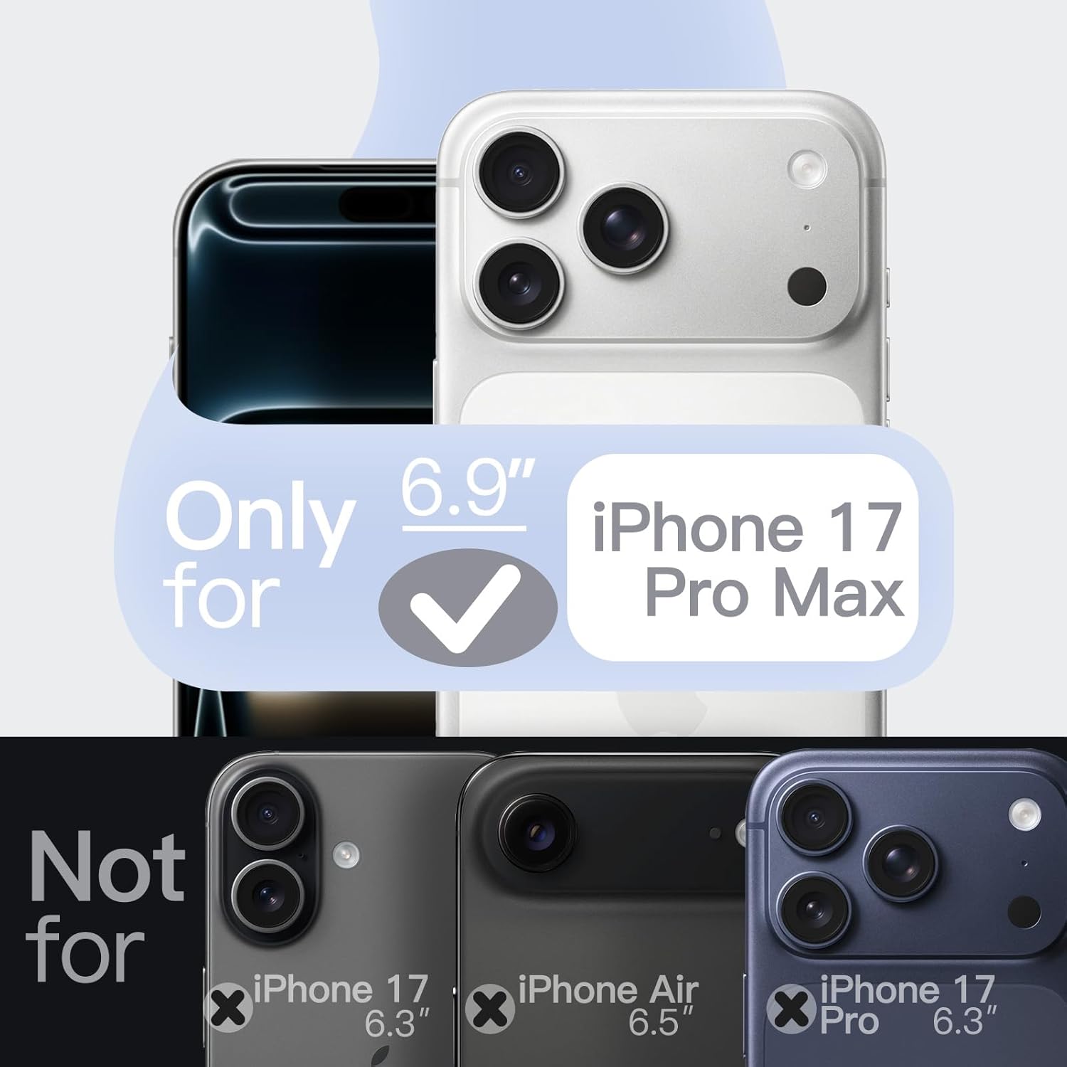 AMOSTING Magnetic Silicone Case for iPhone 17 Pro Max (Mist Blue)
