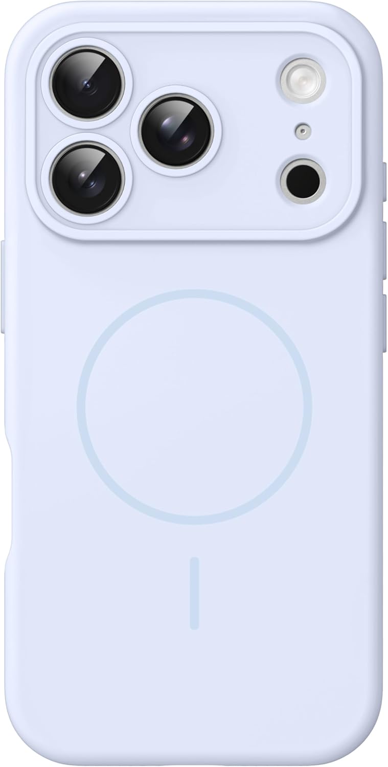 AMOSTING Magnetic Silicone Case for iPhone 17 Pro Max (Mist Blue)
