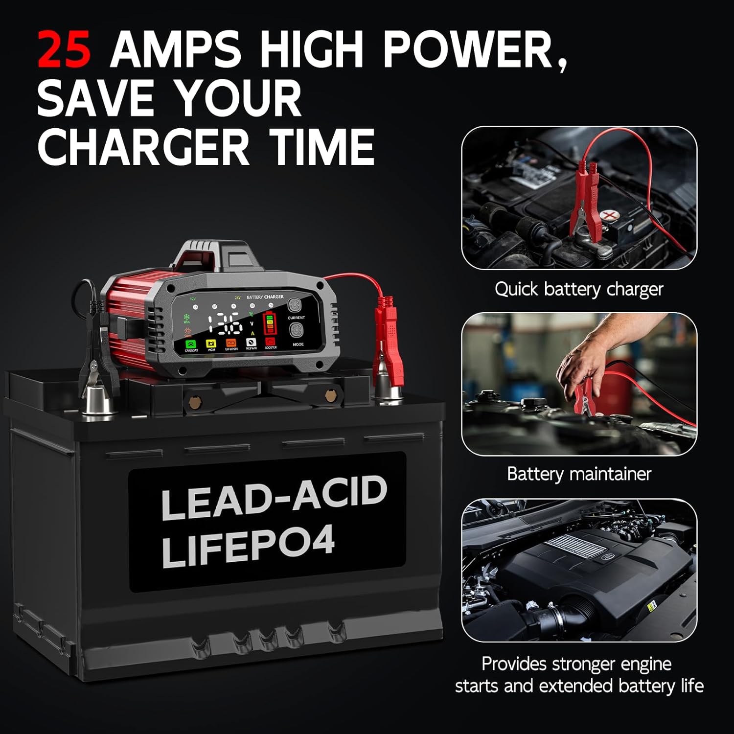 AMOSTING Battery Charger 0-25A
