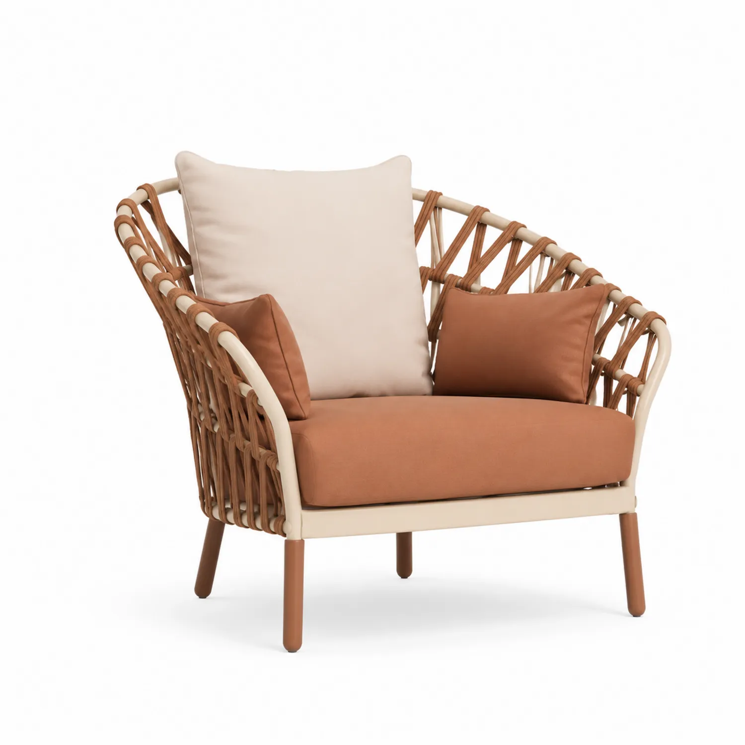 Fauteuil en rotin synthétique avec coussins en polyester