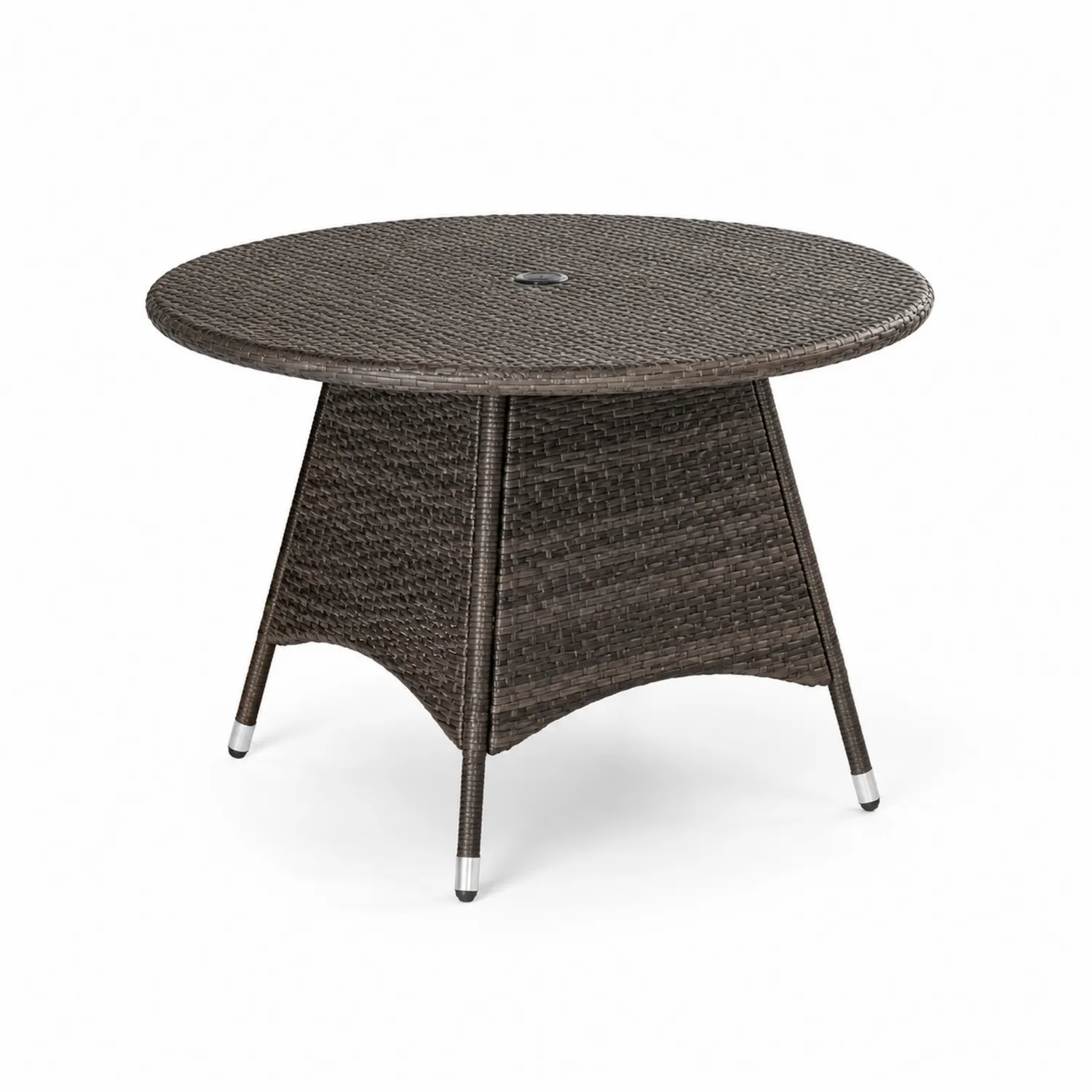 Table ronde en résine tressée avec structure en acier