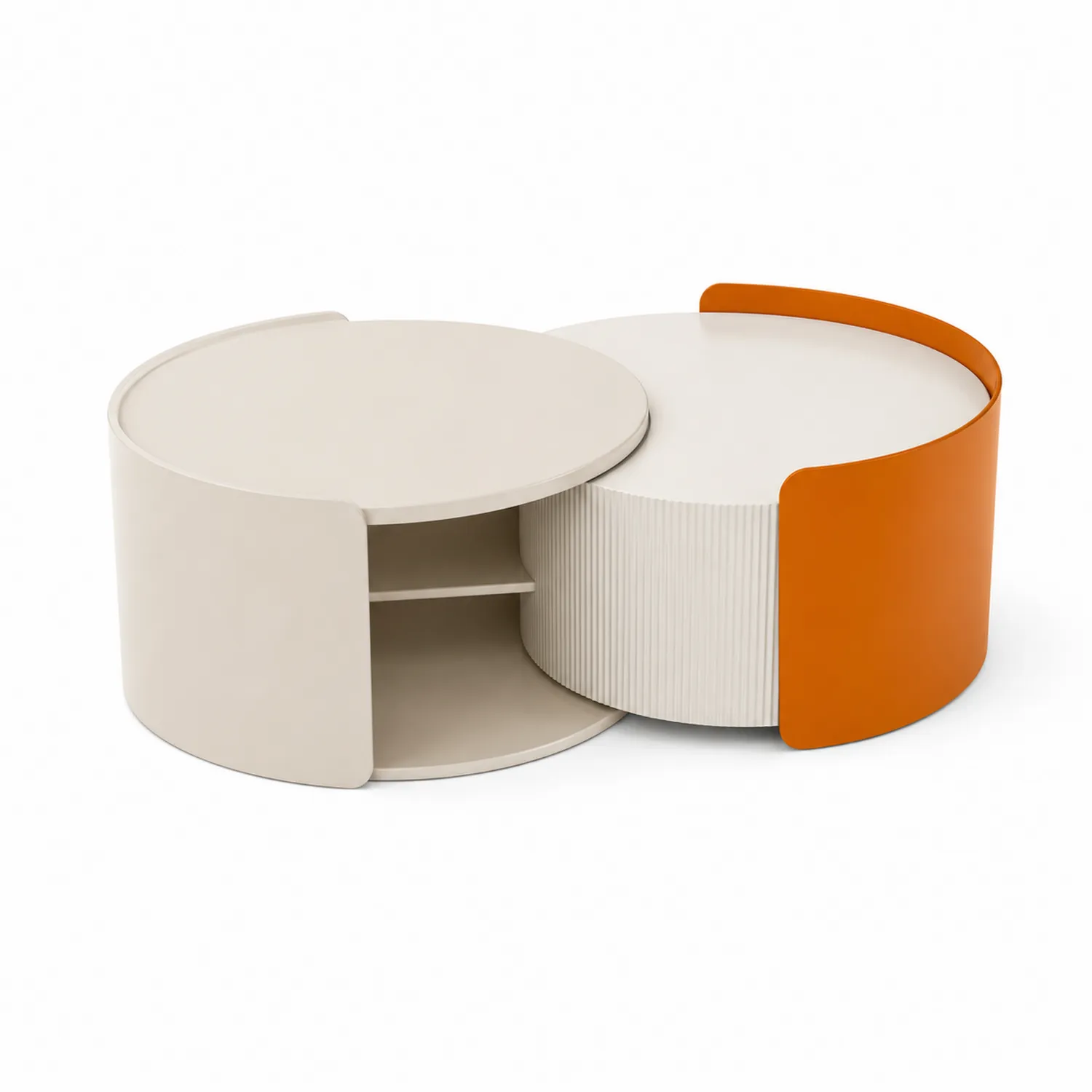 Tables basses gigognes rondes en bois et métal Beige/Orange