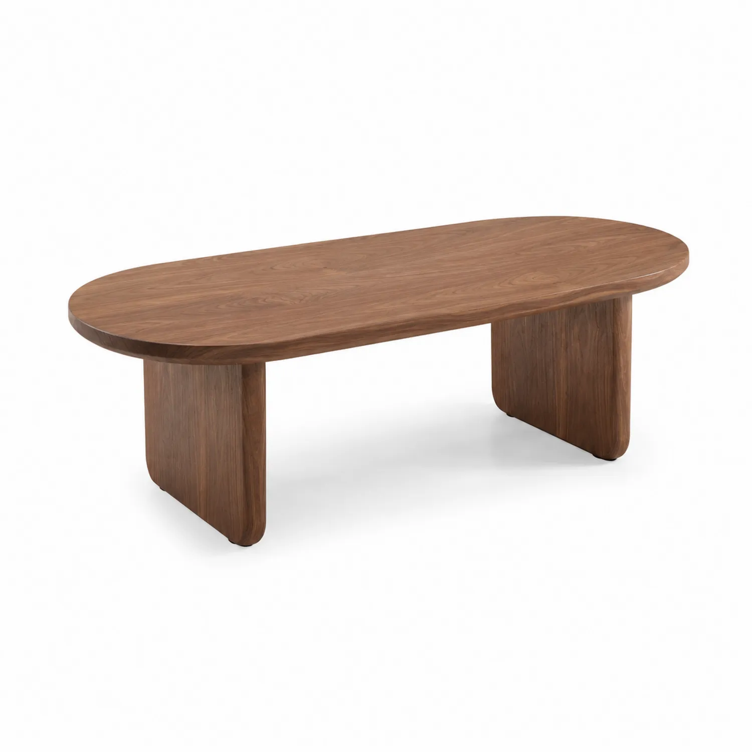 Table basse ovale en bois de noyer marron 150 cm