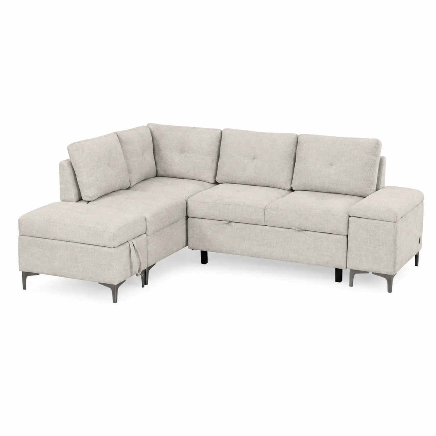 Canapé d'angle modulable en tissu avec méridienne