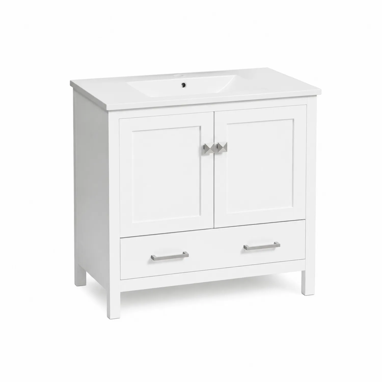 Meuble sous lavabo en MDF blanc avec tiroir et portes