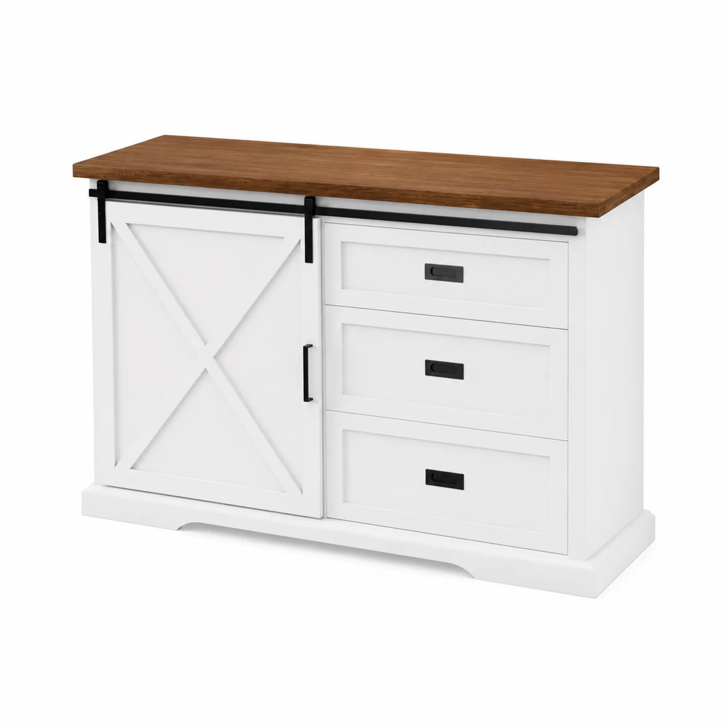 Buffet en bois avec porte coulissante et 3 tiroirs