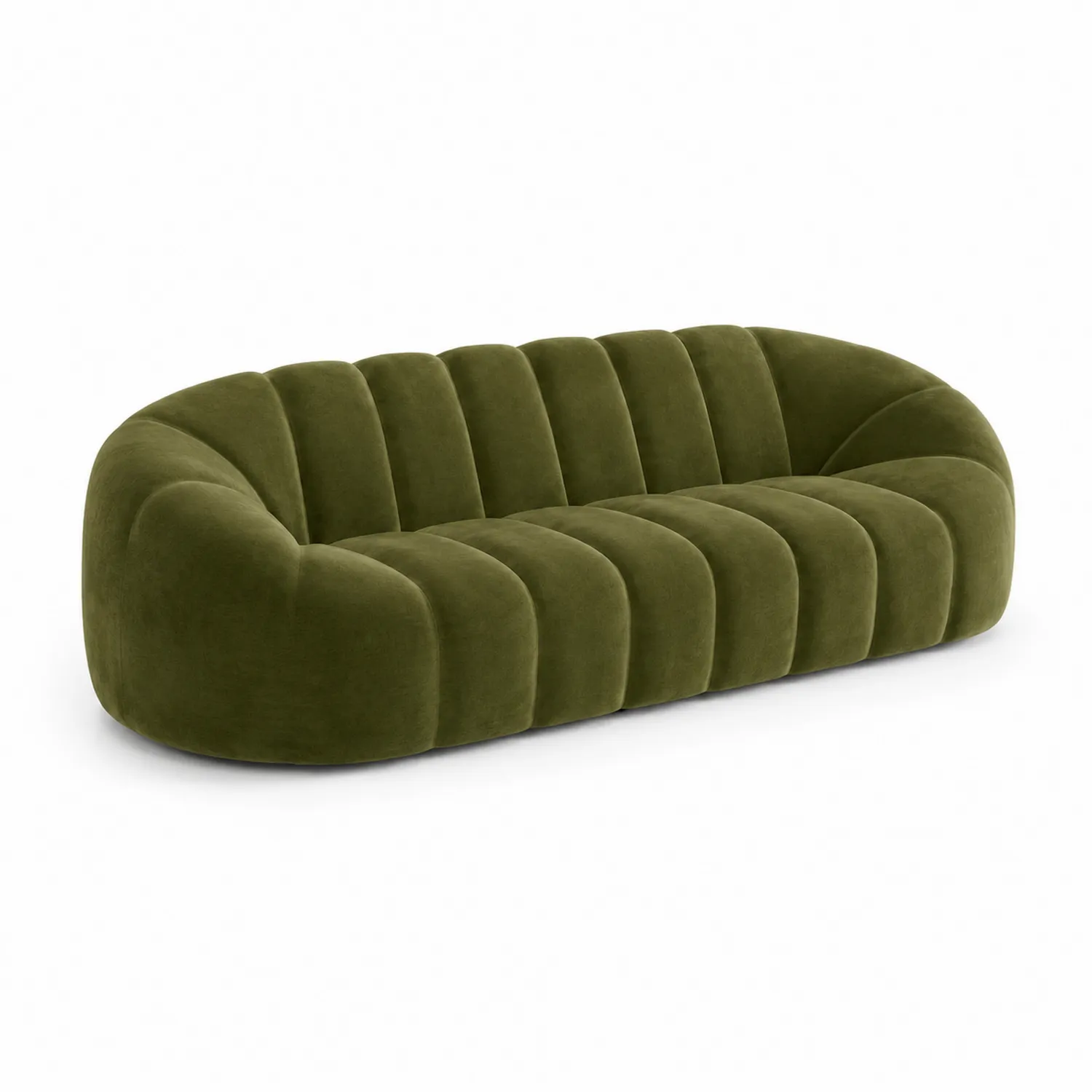 Canapé en velours vert olive