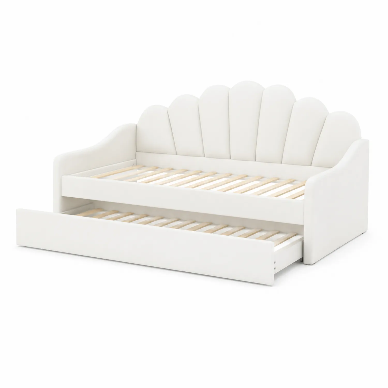 Lit de jour en bois et polyester avec tiroir Blanc
