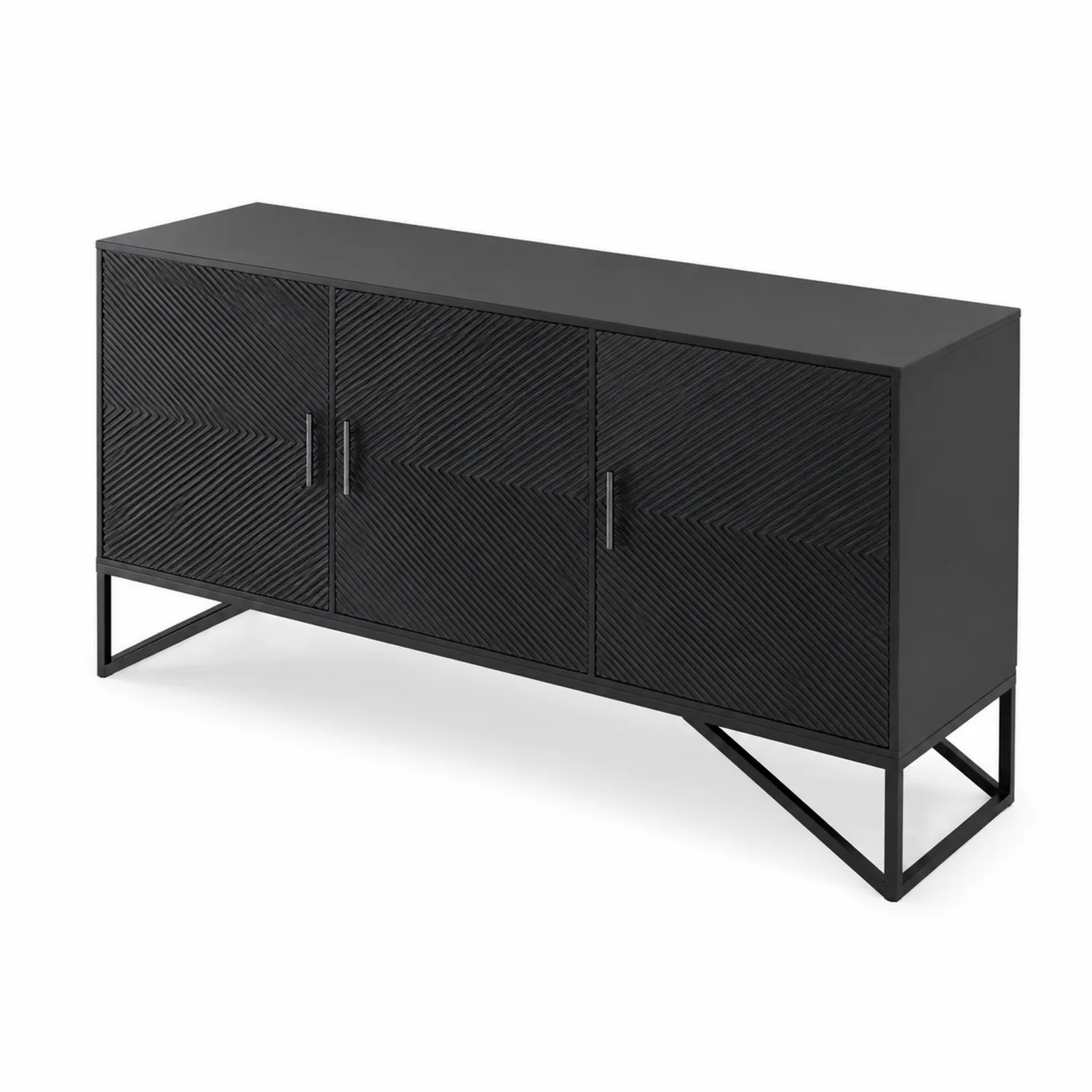 Buffet Noir en Bois et Métal 150 cm