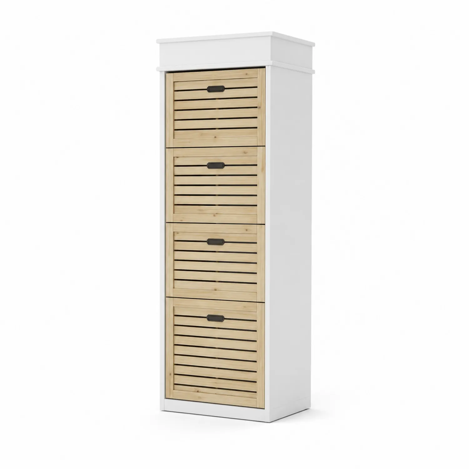 Meuble à chaussures en bois et MDF Blanc 4 tiroirs