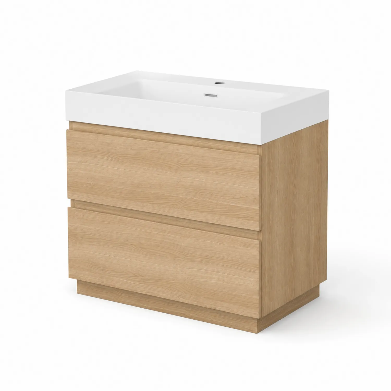 Meuble de salle de bain en bois avec lavabo en céramique