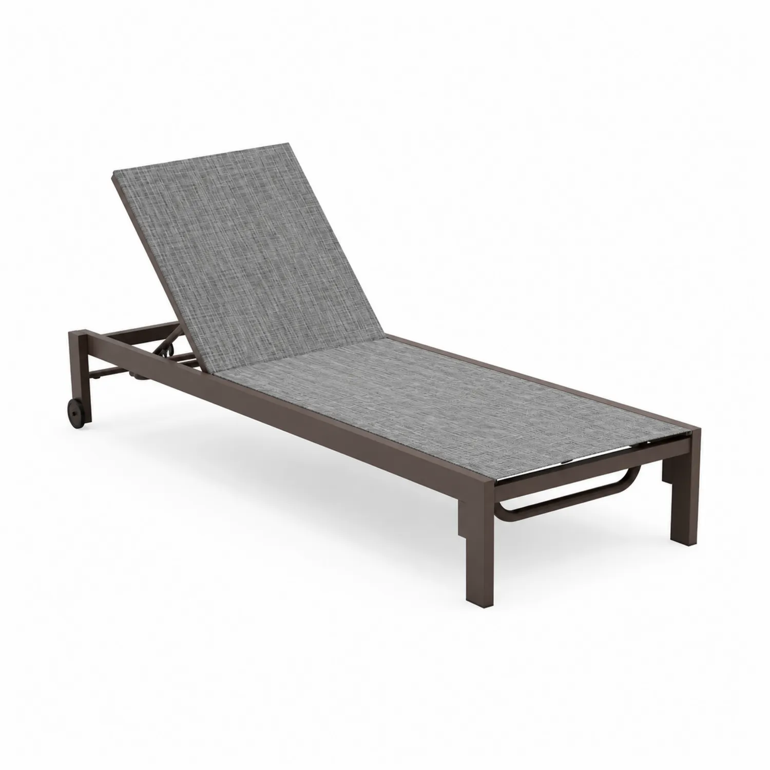 Chaise longue en aluminium marron et textile gris réglable