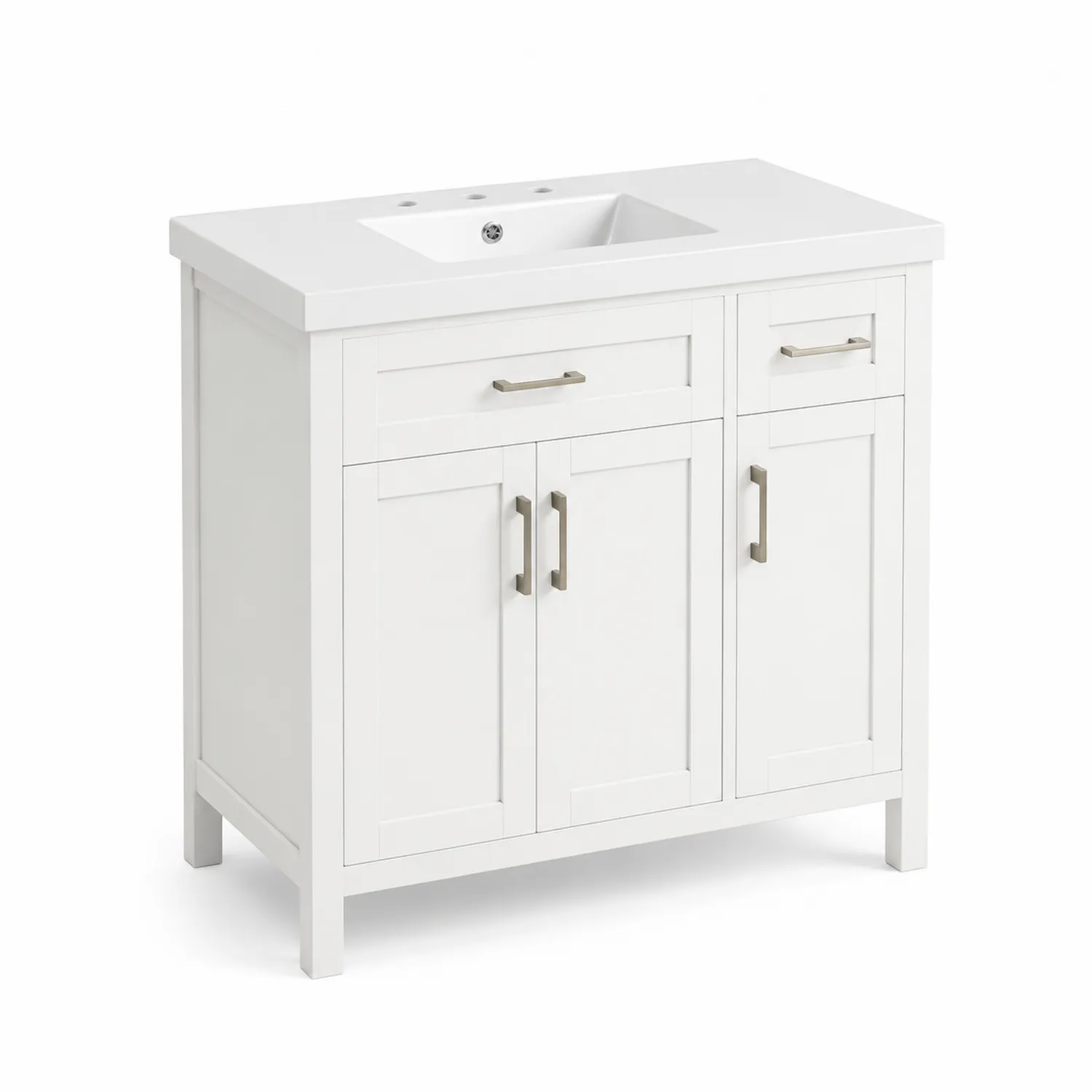 Meuble sous lavabo en bois avec vasque en céramique blanche