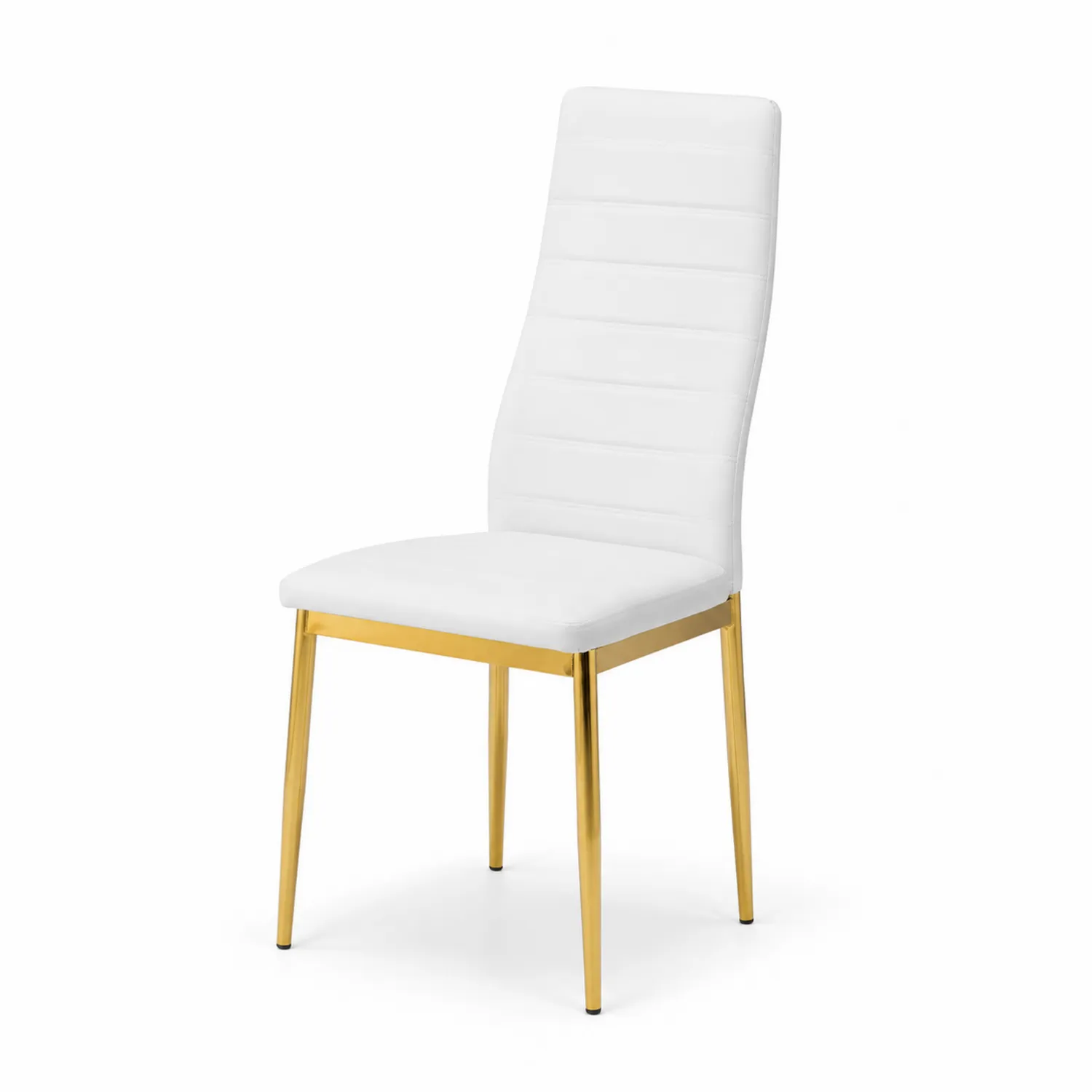 Chaise en cuir synthétique blanc avec pieds en métal doré