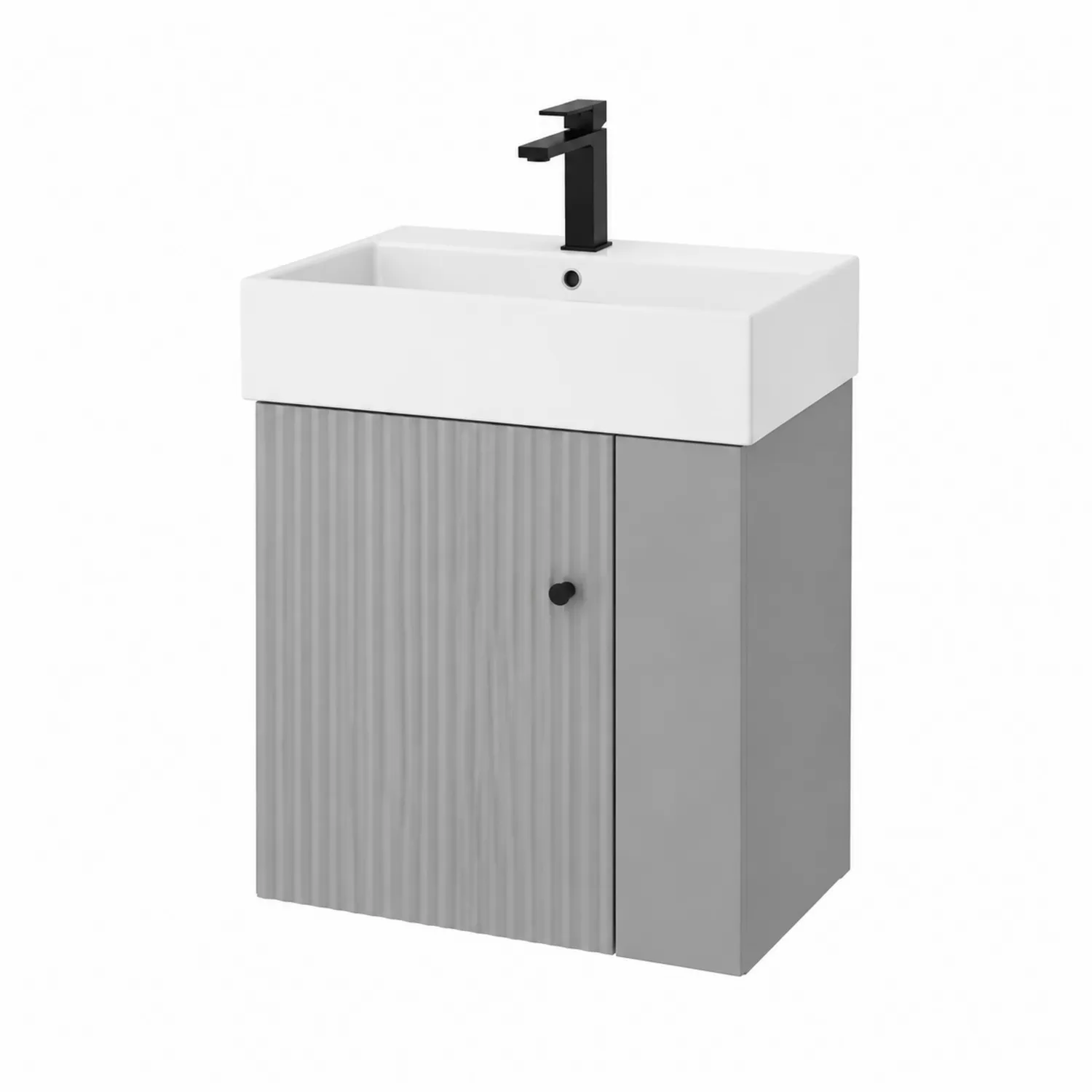 Meuble lavabo en céramique et MDF gris 60x45x85 cm