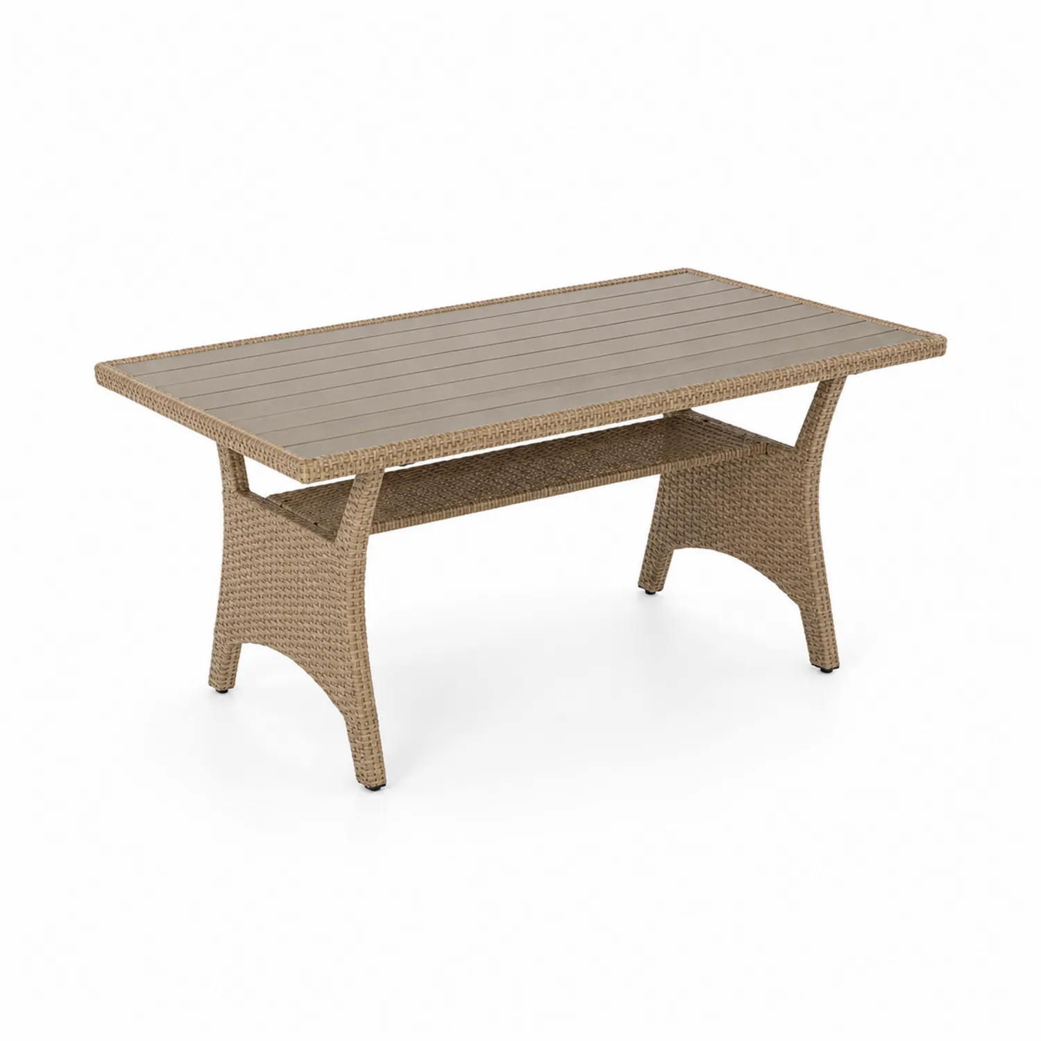 Table rectangulaire en rotin synthétique et aluminium 150x90 cm